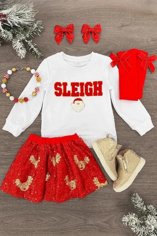 women's fashionable dresses"Sleigh" Red Sequin Skirt Set