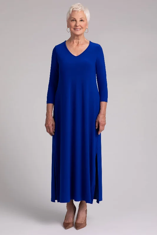 Velveteen DressV-Neck Slit Dress | Lapis