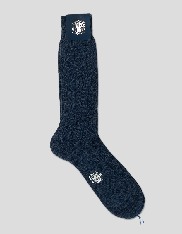 Dress Code SocksWOOL CABLE  SOCKS - BLUE