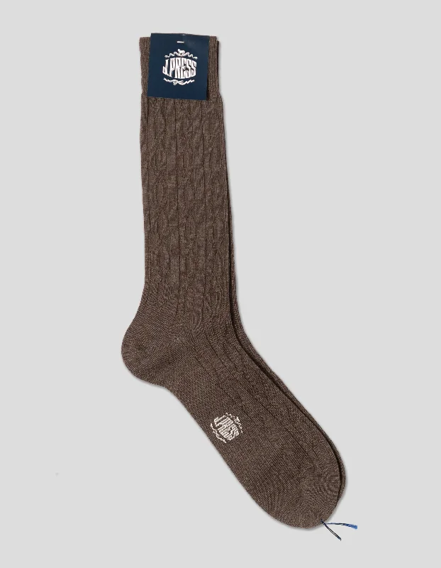 Hiking SocksWOOL CABLE  SOCKS - LIGHT BROWN