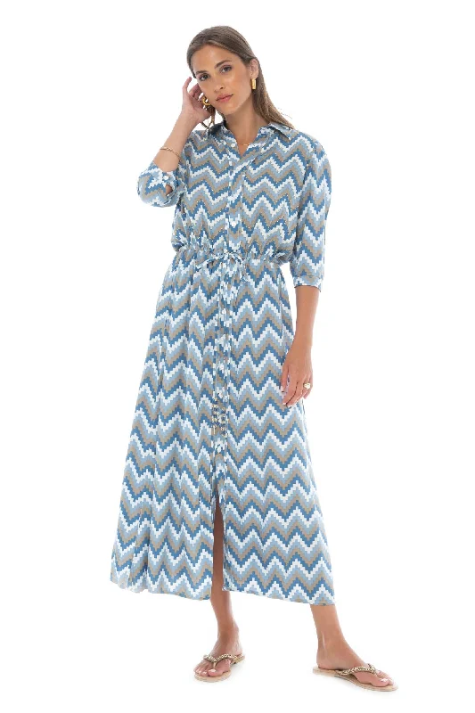 women's handmade dressesZig Zag Long Shirt Dress