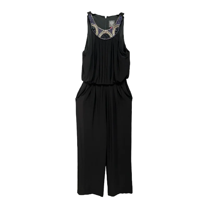 women's jumpsuits with off-the-shoulder necksBeaded Collar Jumpsuit By Vince Camuto In Black, Size: 2