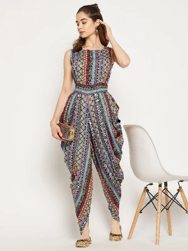 women's jumpsuits for all-day comfortElasticated Ethnic Dhoti Jumpsuit