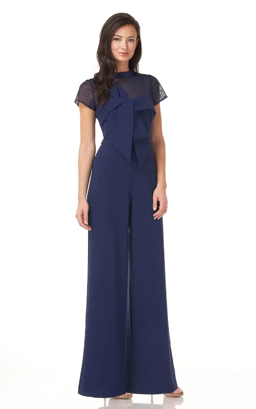 women's jumpsuits for minimalist fashionJS Collections - Crepe Bow Jumpsuit In Navy