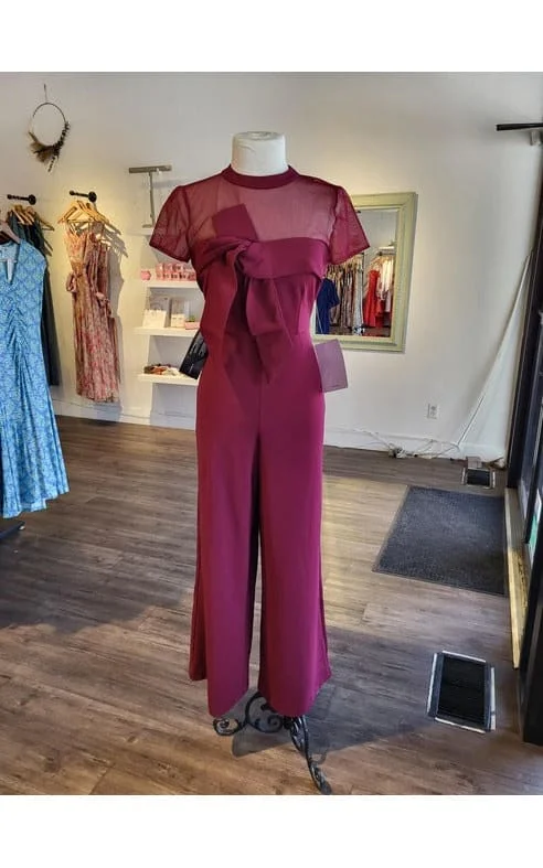 women's jumpsuits for all-day comfortJS Collections - Crepe Bow Jumpsuit in Deep Red