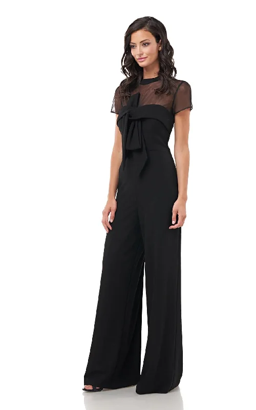 women's jumpsuits for hourglass figuresJS Collections - Crepe Bow Jumpsuit In Black