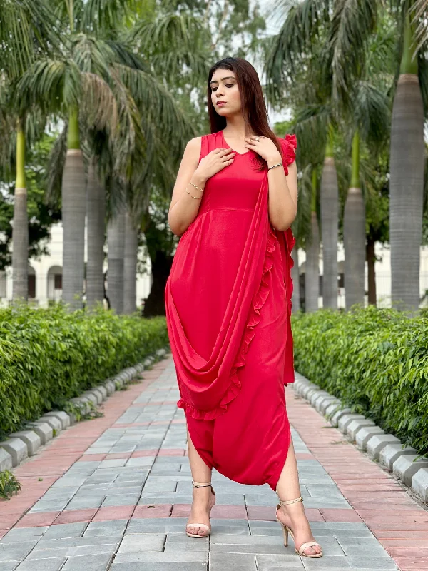 women's jumpsuits for bohemian chicDhoti Jumpsuit with Attached Dupatta