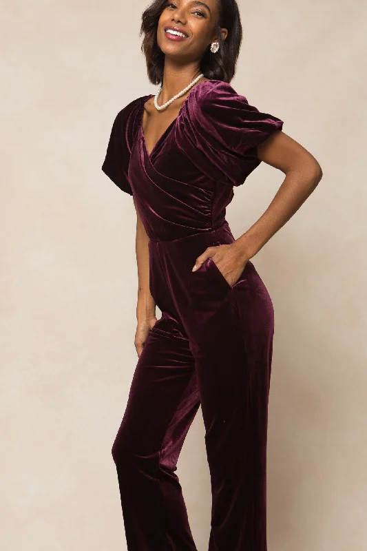 women's jumpsuits for loungingTessie Jumpsuit in Purple Velvet