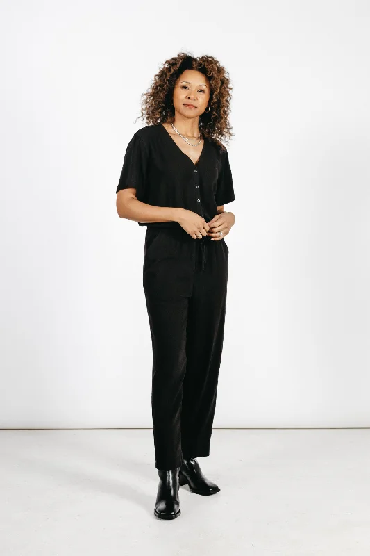 women's jumpsuits with cinched waistsThea Jumpsuit / Black