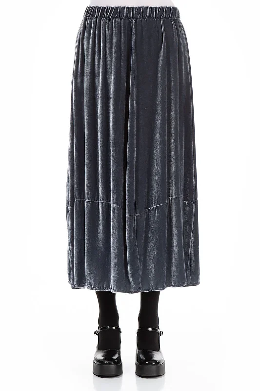 women's formal skirtsBalloon Silver Silk Velvet Skirt