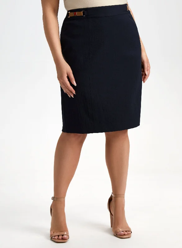 women's low-rise skirtsBuckle Detail Pencil Skirt