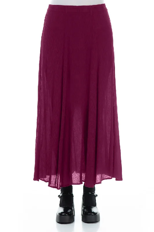 women's everyday casual skirtsCrinkled Magenta Silk Viscose Maxi Skirt