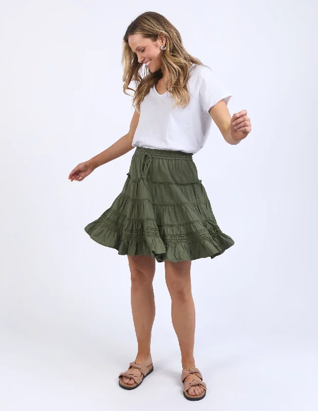 women's figure-flattering business skirtsElm Market Lace Trim Skirt Clover