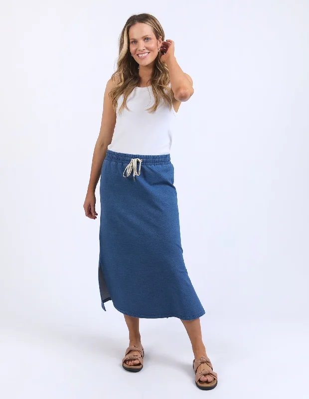 women's loungewear dressy skirtsElm Travel Skirt Denim Look Indigo Blue