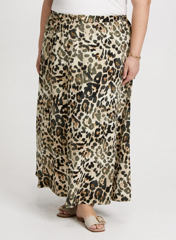 women's wool pencil skirts for winter formal eventsLong Leopard-Print Skirt