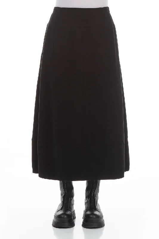 women's knitted skirtsLoose Black Cotton Jersey Skirt