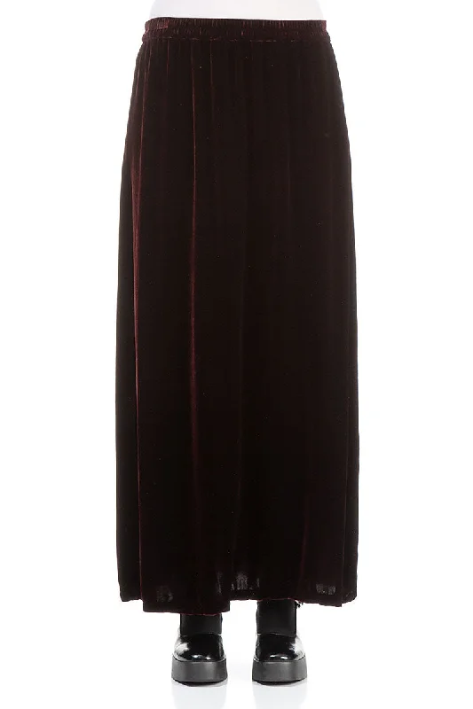 women's tulip skirtsMaxi Bordeaux Silk Velvet Skirt