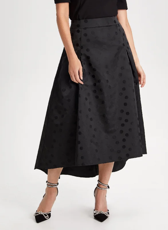 women's satin skirtsPolka Dot Motif Jacquard Skirt