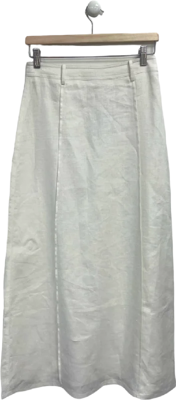 women's fall maxi skirtsSancia White Linen Midi Skirt UK S