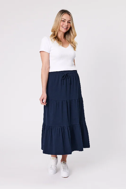 women's moisture-wicking formal skirtsShine On Essentials Midi Skirt Navy