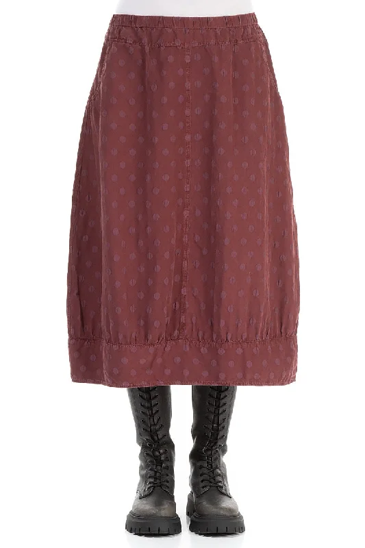 women's fitted skirtsTaper Dotty Merlot Silk Skirt