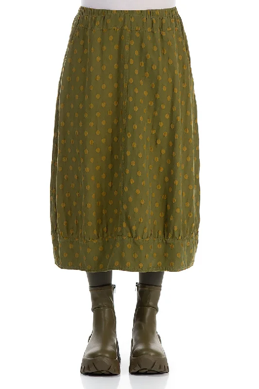 women's sustainable striped skirtsTaper Dotty Olive Silk Skirt