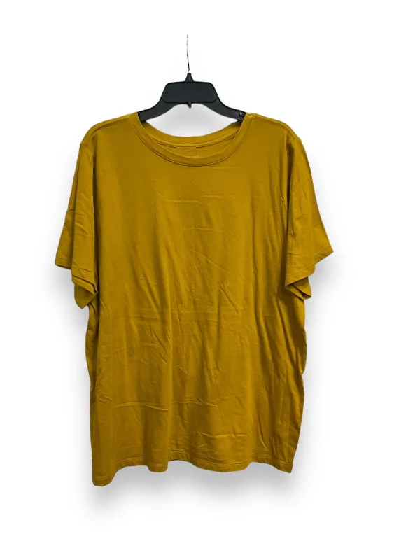 women's tops for gala dinnersTop Short Sleeve Basic By Ava & Viv In Yellow, Size: 1x