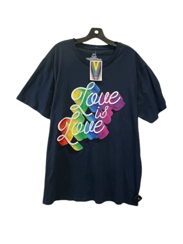 three-quarter sleeve women's topsTop Short Sleeve Basic By Love is Love In Rainbow Print, Size: 2x