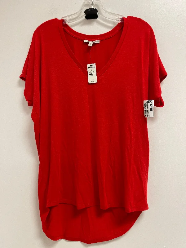 women's tops for boho-chic stylesTop Short Sleeve Basic By Express In Red, Size: M