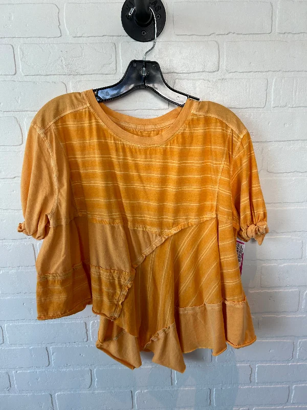 women's tops for layeringTop Short Sleeve By Anthropologie In Orange, Size: Xxs