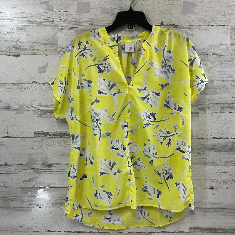 women's tops for those who love to experiment with fashionTop Short Sleeve By Cabi In Yellow, Size: M