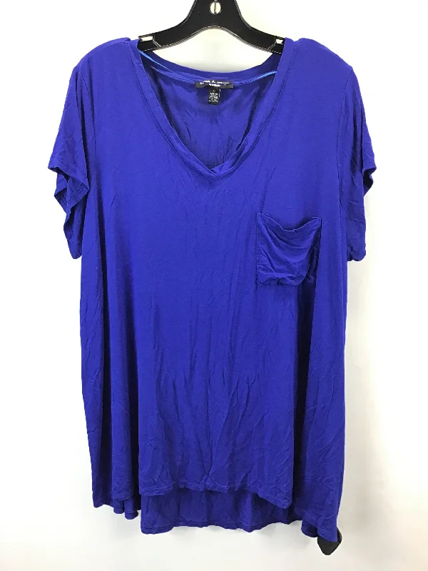 women's tops with beading accentsTop Short Sleeve By Cable And Gauge In Blue, Size: 2x