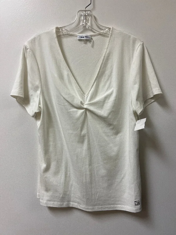 women's tops for those who value both quality and affordabilityTop Short Sleeve By Calvin Klein In Cream, Size: L