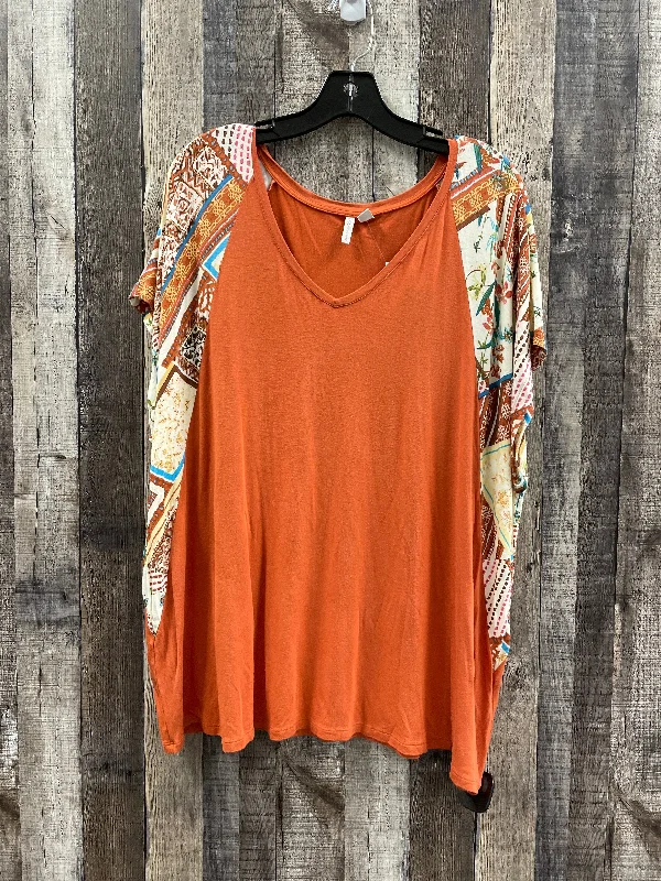 affordable women's topsTop Short Sleeve By Cato In Orange, Size: Xl