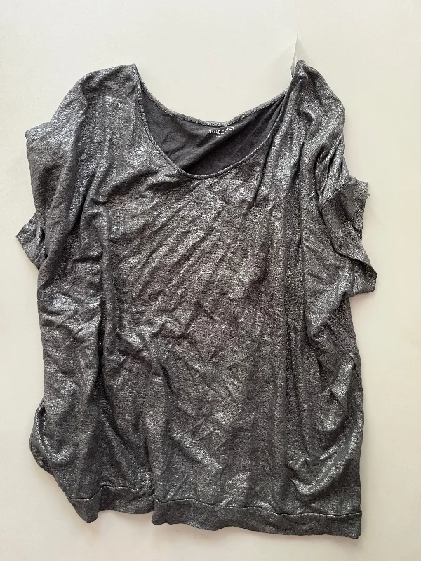 women's tops for black-tie affairsTop Short Sleeve By Eileen Fisher In Silver, Size: 1x