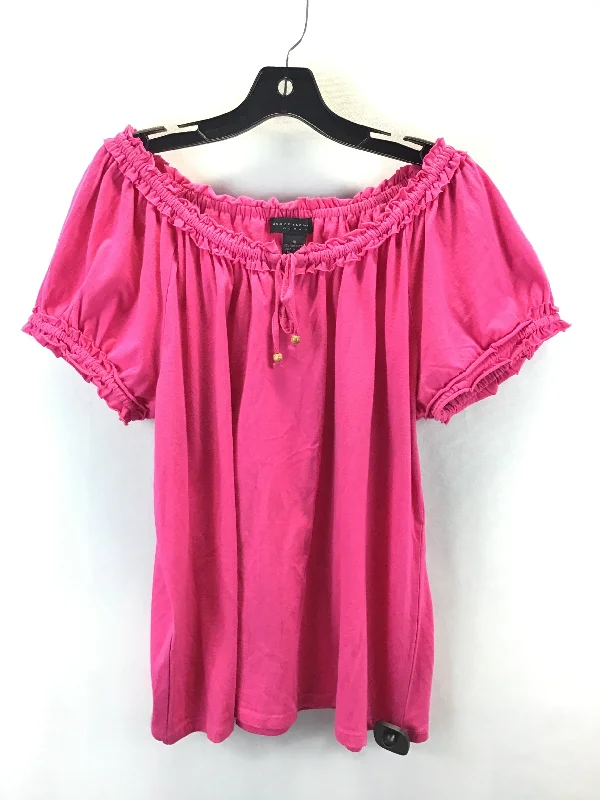 women's tops in solid colorsTop Short Sleeve By Grace Elements In Pink, Size: 1x