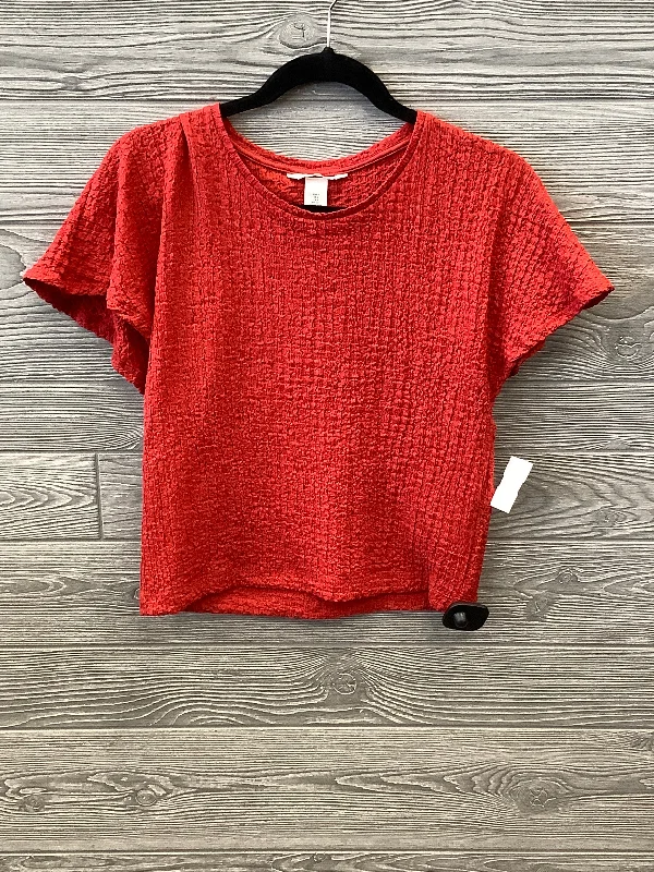 women's tops for black-tie affairsTop Short Sleeve By H&m In Red, Size: S