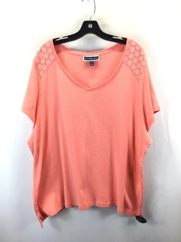 women's tops with bell sleevesTop Short Sleeve By Karen Scott In Peach, Size: 3x