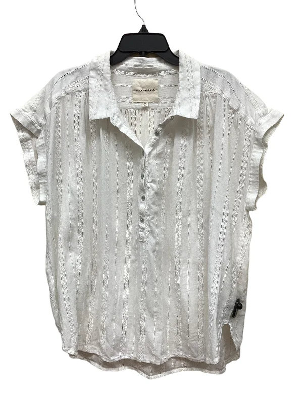 women's tops for picnics in the parkTop Short Sleeve By Lucky Brand In White, Size: Xl