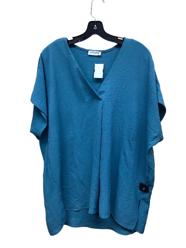 women's tops for casual FridaysTop Short Sleeve By Mittoshop In Blue, Size: 1x