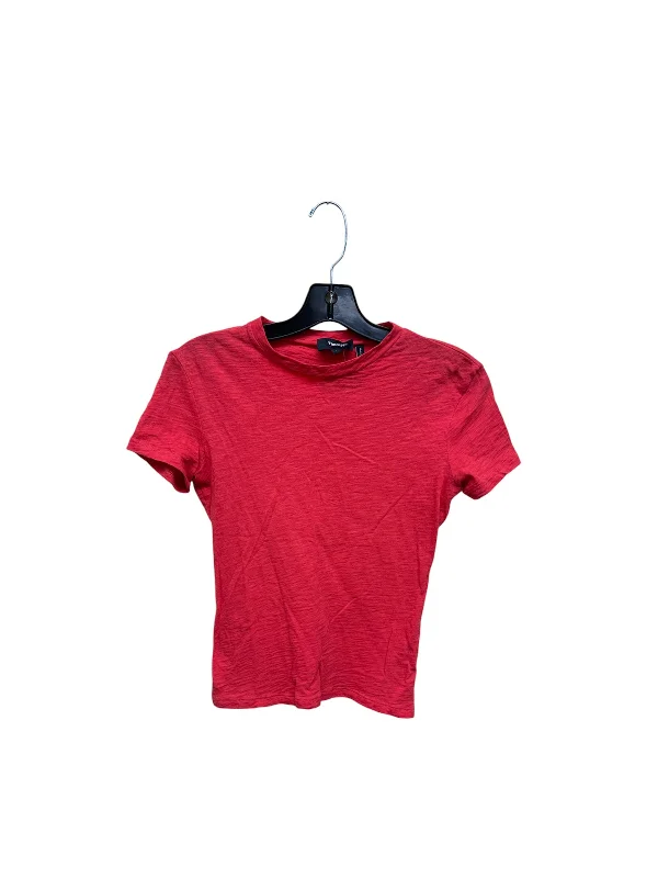 women's tops for minimalist aestheticsTop Short Sleeve By Theory In Red, Size: Petite