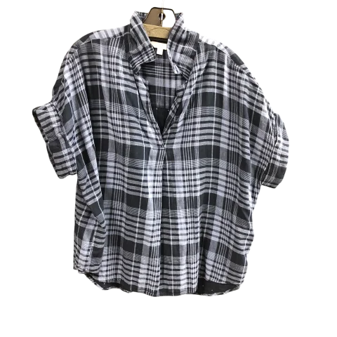 women's tops with sheer overlaysTop Short Sleeve By Time And Tru In Plaid, Size: L