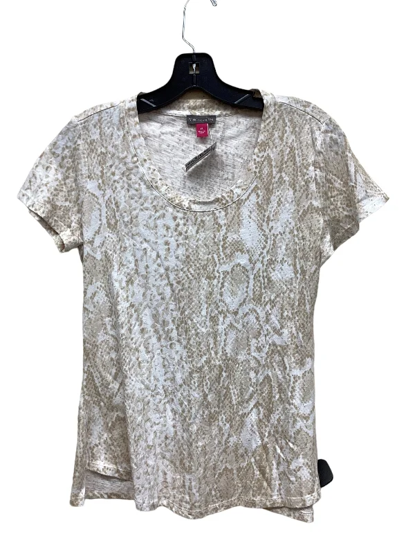 women's tops with flutter sleevesTop Short Sleeve By Vince Camuto In Snakeskin Print, Size: Xs