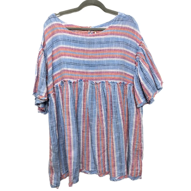 women's tops with cinched waistsTunic Short Sleeve By Free People In Blue & Orange, Size: M